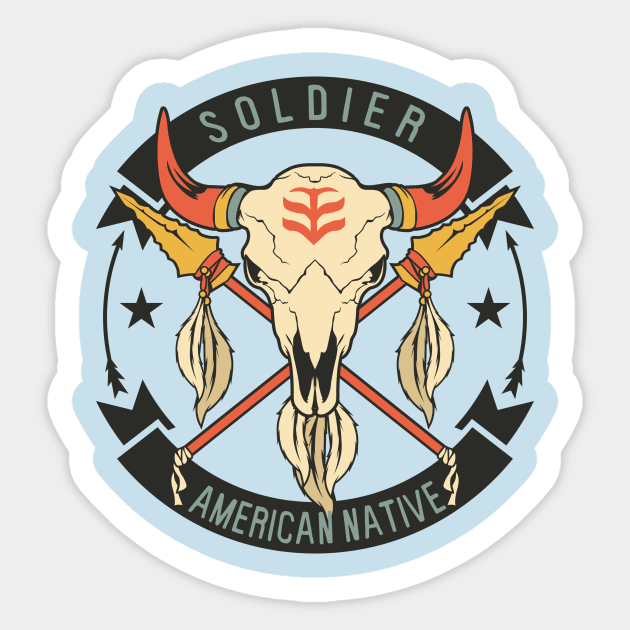 Native American Soldier Badge Design Sticker by teespotfashions